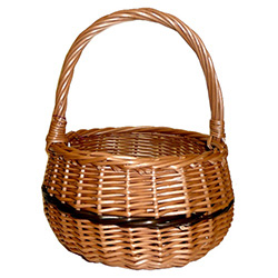 Polish willow basket in the classic round shape, with a dark brown accent line around the mid-section.