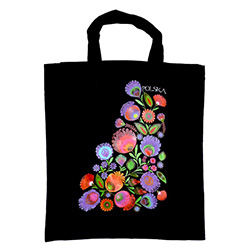 Shoulder tote bag in 100% cotton which features a beautiful Wyncinanki (Polish paper cut-outs) floral design.
Select from a variety of colors. Black is pictured.