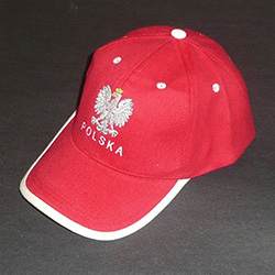 Display the Polish colors of red and white with this handsome looking baseball cap with detailed embroidery work. The front of the cap features and embroidered Polish Eagle made of silver thread with a crown and talons of gold colored thread.