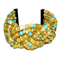 Turquoise and Cream Amber Cuff