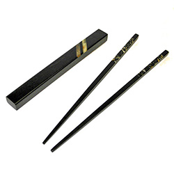Ebony Wood and Multi-color Amber Chopsticks with Case (Style 2)