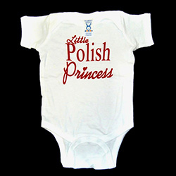 This 100% cotton youth T-shirt, baby onesie romper, emblazoned with the saying "Little Polish Princess".