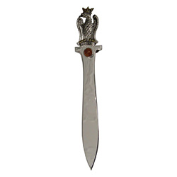 Polish Eagle Silverplated Letter Opener With An Amber Center Piece