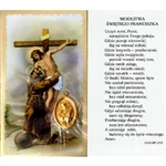 Saint Francis - Polish - Sw. Franciszka - Holy Card Plastic Coated. Picture is on the front, Polish text is on the back of the card.