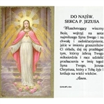 Sacred Heart of Jesus - Polish - Do Najsw. Serca P. Jezusa (SHJ) -  Holy Card Plastic Coated. Picture is on the front, Polish text is on the back of the card.