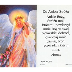 Guardian Angel - Polish - Do Aniola Stroza - Holy Card  Holy Card Plastic Coated. Picture is on the front, Polish text is on the back of the card.