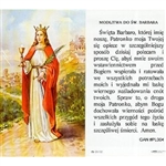 Saint Barbara - Sw. Barbara Holy Card.   Holy Card Plastic Coated. Picture is on the front, Polish text is on the back of the card.