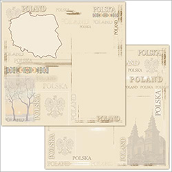 Polish Scrapbook Paper - Map Collage Scrapbook 2 Page Layout Paper