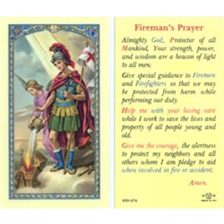 Saint Florian Holy Card (Prayer) English.  Saint Florian is the patron saint of firefighters.