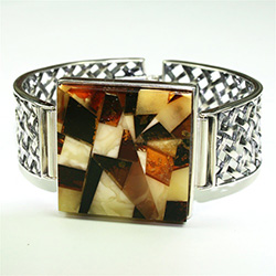 Mosaic Amber Cuff/Bangle Bracelet