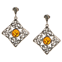 Celtic Eternity Knot Honey Amber Earings