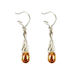 These Genuine Honey Baltic Amber earings are beautifully encased in a celtic Sterling Silver design.