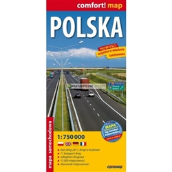 Poland deluxe laminated road map in 4 languages, Polish, English, French and German, contains a comprehensive index of towns and cities.  Laminate prevents this map from tearing of folding the wrong way.  Easily folds to the sections you require.