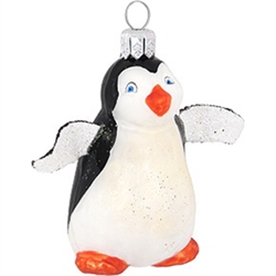 These little arctic feet are feeling the beat all the way to the branches of your tree! Artfully crafted from glass in Poland, this 3" penguin ornament is artfully painted and charmingly accented with glistening glitter details.