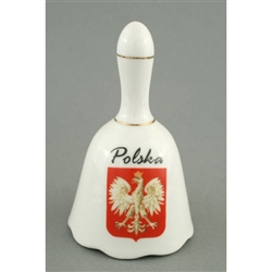 The perfect dinner bell for ringing in those Polish feasts.  Gold trimmed porcelain bell featuring the emblem of Poland the crowned Polish eagle.