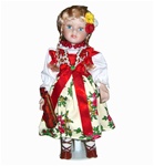 With porcelain head, arms & legs, and hand made authentic dress, this is a beautiful doll! Costume is hand made so details will vary from doll to doll.
Doll stand included.