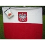 Light weight fleece blanket size 50" x 60" features the Polish flag with the Eagle.  Please note that this is some minor bleeding of red onto the white side of the flag.