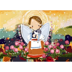 Set of 10 Angel Note Cards that are illustrations from the popular children's book "Lolek, The Boy Who Became Pope John Paul II".  Note cards come in clear boxes of 10 cards and envelopes.