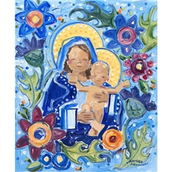 Set of 10 Madonna and Child Note Cards that are illustrations from the popular children's book "Lolek, The Boy Who Became Pope John Paul II".  Note cards come in clear boxes of 10 cards and envelopes.