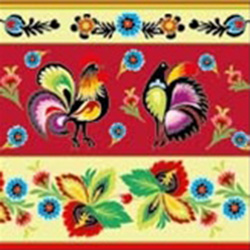 Polish Folk Motif Dinner Napkins (package of 20) - Red  Three ply napkins with water based paints used in the printing process.