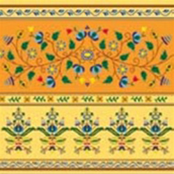 Polish Floral Folk Motif Dinner Napkins (package of 20) - Orange.  Three ply napkins with water based paints used in the printing process.