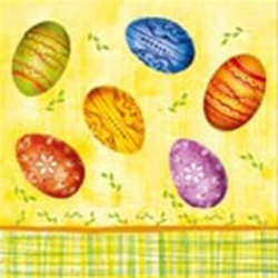 Easter Egg Dinner Napkins (package of 20).  Three ply napkins with water based paints used in the printing process.