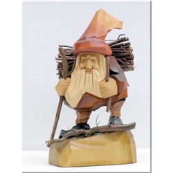 The Polish gnome,"Skrzat", have been popularized in Polish children's fairytales for many years. Authors Jan Brzecha and Maria Konopnicka immediately come to mind. This beautiful hand carved Grandfather Gnome is on his way back home from gathering kindlin