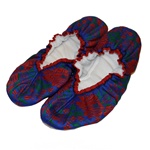 These are beautiful sewn padded slippers with leather bottoms and stretch fit tops.  Ultra light and colorful they feature a Krakow style floral folk pattern.  Soft and comfortable they make perfect house slippers.  Made In Poland.