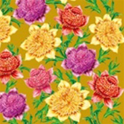 Delightful Dahlia Dinner Napkins (package of 20) - Gold.  Three ply napkins with water based paints used in the printing process.