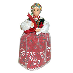 The Krakow costume is considered to be Polands national folk costume and is certainly the best known.  This Krakow girl has a special secret.  She has a hidden compartment under her dress that opens and is ideal for storing small keepsakes, jewelry etc.