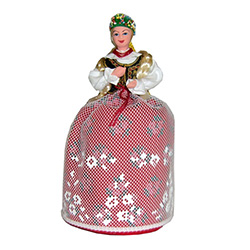 The Krakow costume is considered to be Polands national folk costume and is certainly the best known.  This Krakow wedding girl has a special secret.  She has a hidden compartment under her dress that opens and is ideal for storing small keepsakes.