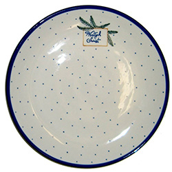 Polish Pottery Stoneware Dinner Plate 10 in. 'Christmas Holiday - Wesolych Swiat'