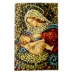 This beautiful icon is entirely made by hand. The mosaic is applied to a wooden block and sealed with a clear finish.  Each piece takes between 3-6 days to make and is signed by the artist.