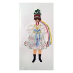 This card is dressed with material and wooden head to give a very special doll-like effect.  The Krakowiak costume is considered to be Poland's national folk costume.  Here our Krakowianka maiden is dressed in the traditional wedding costume.