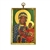 Impressive engraved brass metal plate with a hand painted center of Our Lady of Czestochowa mounted on wood with a brass frame. Size is approx 5" x 3.75" x .5"