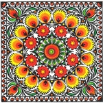 Polish Folk Art Dinner Napkins (package of 20) - 'Paper Cut Sunlight'.  Three ply napkins with water based paints used in the printing process.  The pattern appears on all 4 quarters of this napkin.