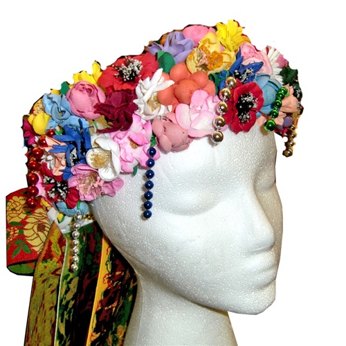 Polish Art Center - Women's Slask Flowered Headpiece With Ribbons - Wianek