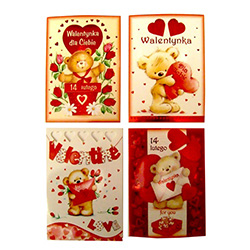 Set of 4 playful Valentine's Day postcards with Polish text. Surprise your favorite Valentine with a genuine Polish card.