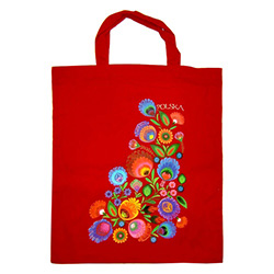 Tote bag in 100%  cotton which features a beautiful Wycinanki (Polish paper cut-outs) floral design.