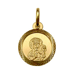 Beautiful Polish 14K gold medallion of Our Lady Of Czestochowa made in Poland.