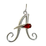 Sterling Silver And Amber Letter Pendant - A