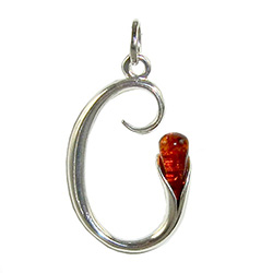 Approximately 1" tall - (2.5cm) size sterling silver and amber charm.  Classic Calla Lily shape.