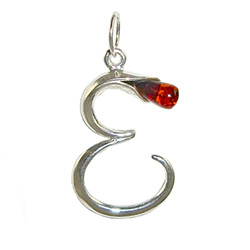 Approximately 1" tall - (2.5cm) size sterling silver and amber charm.  Classic Calla Lily shape.