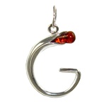 Sterling Silver And Amber Letter Charm - G