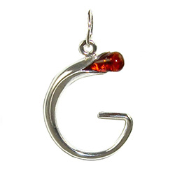 Approximately 1" tall - (2.5cm) size sterling silver and amber charm.  Classic Calla Lily shape.