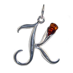 Approximately 1" tall - (2.5cm) size sterling silver and amber charm.  Classic Calla Lily shape.