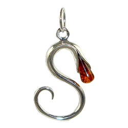 Approximately 1" tall - (2.5cm) size sterling silver and amber charm.  Classic Calla Lily shape.