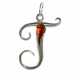 Approximately 1" tall - (2.5cm) size sterling silver and amber charm.  Classic Calla Lily shape.