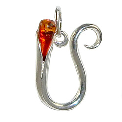 Approximately 1" tall - (2.5cm) size sterling silver and amber charm.  Classic Calla Lily shape.