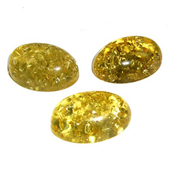 Approx .5" x .75" x .25" thick - 15mm x 20mm x 5mm thick.  These oval domed amber cabochons are quite sparkly.  Price is per piece.